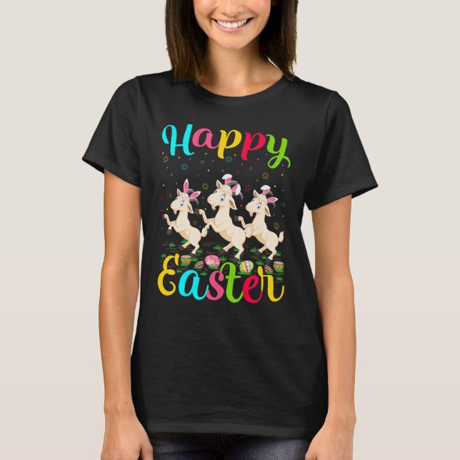 Goat Funny Påskägg Bunny Goat Glad påsk T Shirt (Framsida)