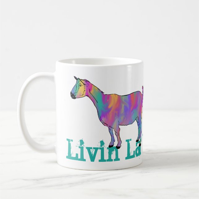 Goat Funny Slogan Livin La Vida Goata Funky Artsy Kaffemugg (Vänster)
