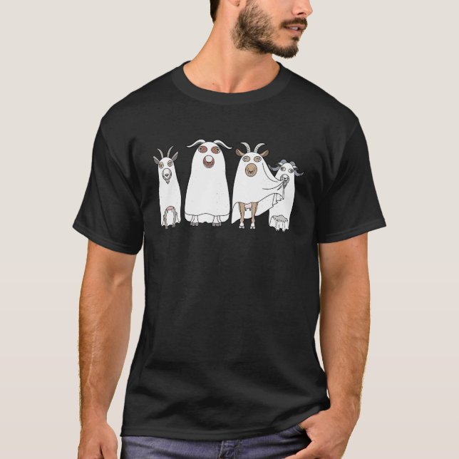 Goat Ghost Halloween Farmer Goat Älskare Scary T Shirt (Framsida)