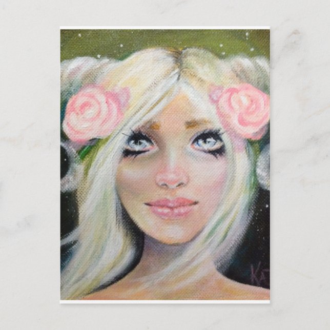 Goat Girl ~ Blonde tjej med gethorn Vykort (Framsida)