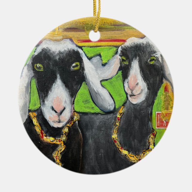 Goat Girlkompisporcelain-prydnadsföremål Julgransprydnad Keramik (Framsidan)