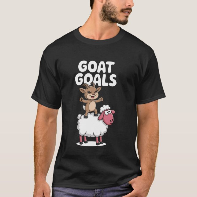 GOAT Goals Funny Goat and Sheep Cartoon Farm Anima T Shirt (Framsida)