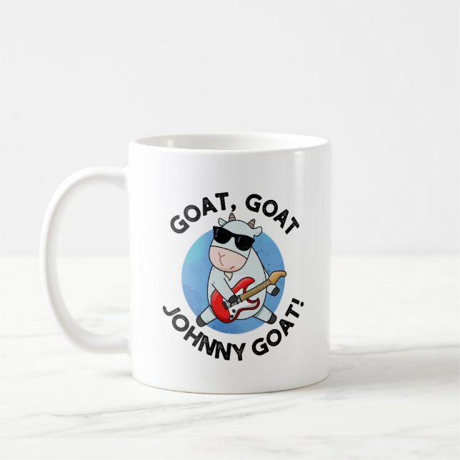 Goat Goat Johnny Goat Funny Music Animal Pun Kaffemugg (Vänster)