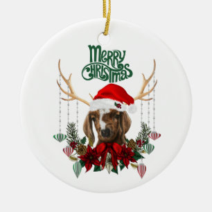 Goat God Boer Kid i Antlers Julgransprydnad Keramik