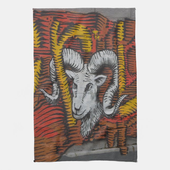 Goat Graffiti-år Kökshandduk (Vertikal)