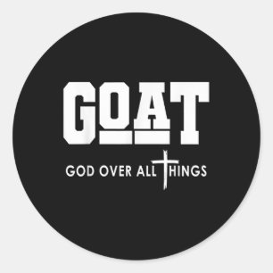 Goat Gud över hela Sak Lusj Jesus Christian Runt Klistermärke