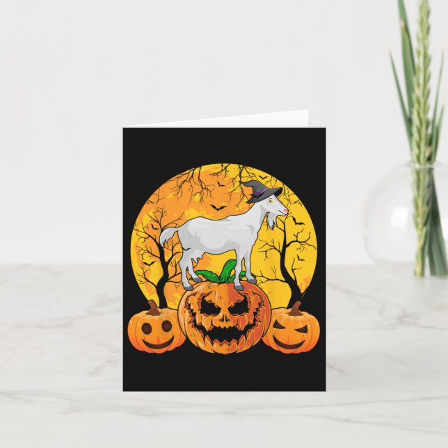 Goat Halloween Witch Pumpkin Funny Goat Älskare Ha Kort (Framsida)