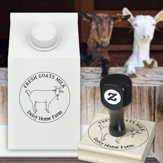 Goat Hand plockade Business Stämpel (goats milk custom business ink rubber stamp with cute smile goat line drawing )