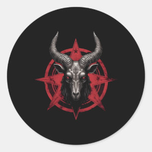 Goat Head Baphomet Pentagram Satanic Djävulen Occu Runt Klistermärke