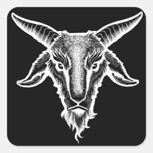 Goat Head Sticker Fyrkantigt Klistermärke
