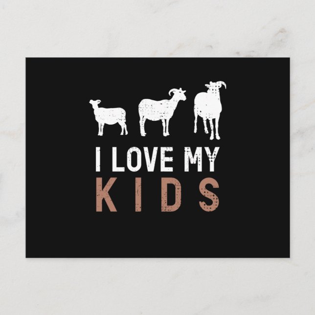 Goat I Love My Kids Goats Vykort (Framsida)