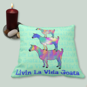 Goat Illustration Funny Slogan Colorful Animal Art Kudde