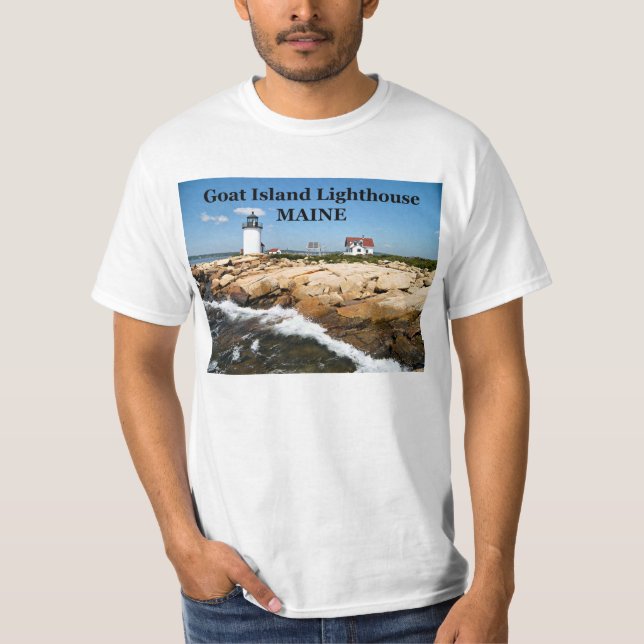 Goat Island fyr, Maine T-Shirt (Framsida)
