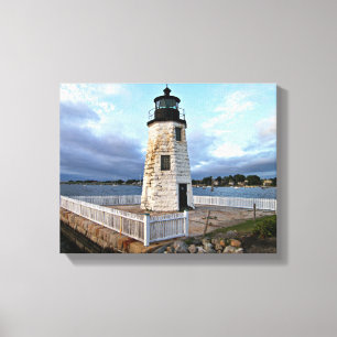 Goat Island fyr, Rhode island Kanvastrycket Canvastryck
