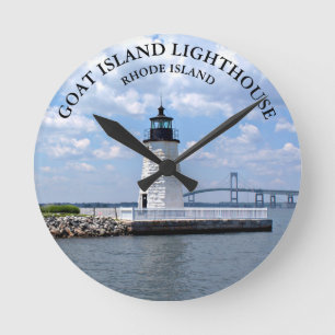 Goat Island fyr Rhode island RI Wall Clock Rund Klocka