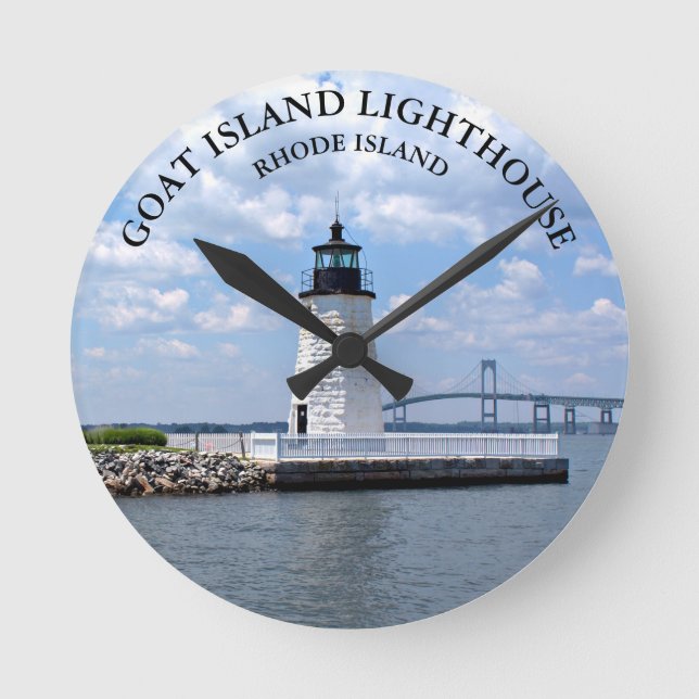 Goat Island fyr Rhode island RI Wall Clock Rund Klocka (Framsida)