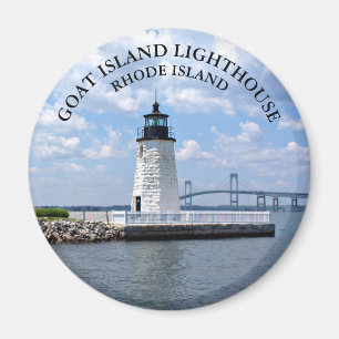 Goat Island fyr, Rhode island Round Magnet