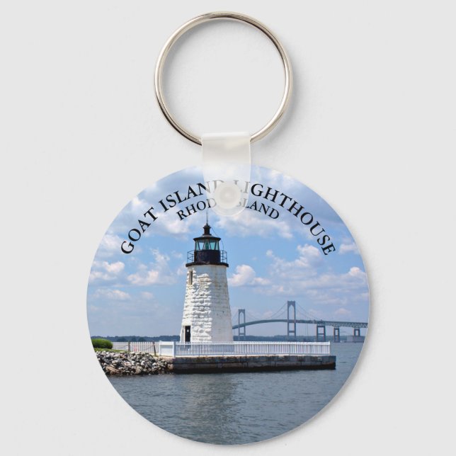 Goat Island fyr, Rhode island Round Nyckelring (Framsida)