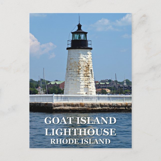 Goat Island fyr, Rhode island vykort (Framsida)