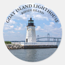 Goat Island Lighthouse Rhode island Round Stickers Runt Klistermärke