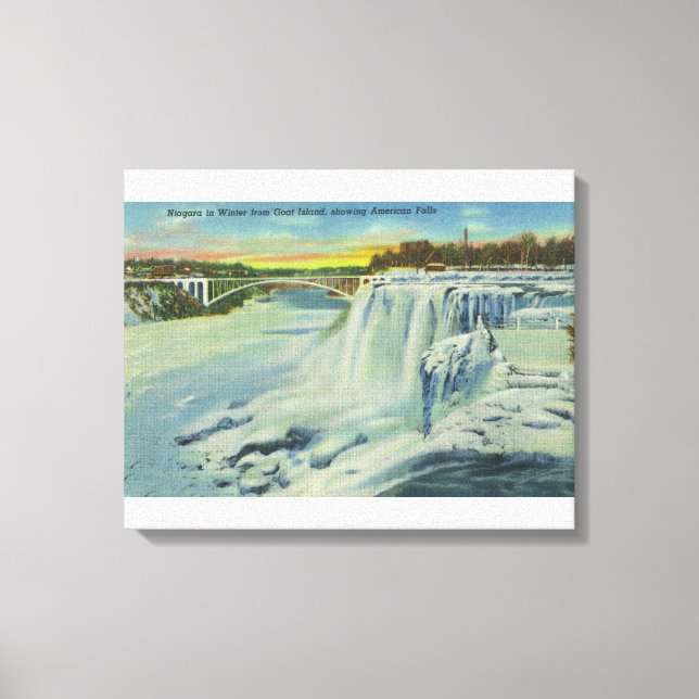Goat Island View of American Falls in Winter Canvastryck (Framsida)