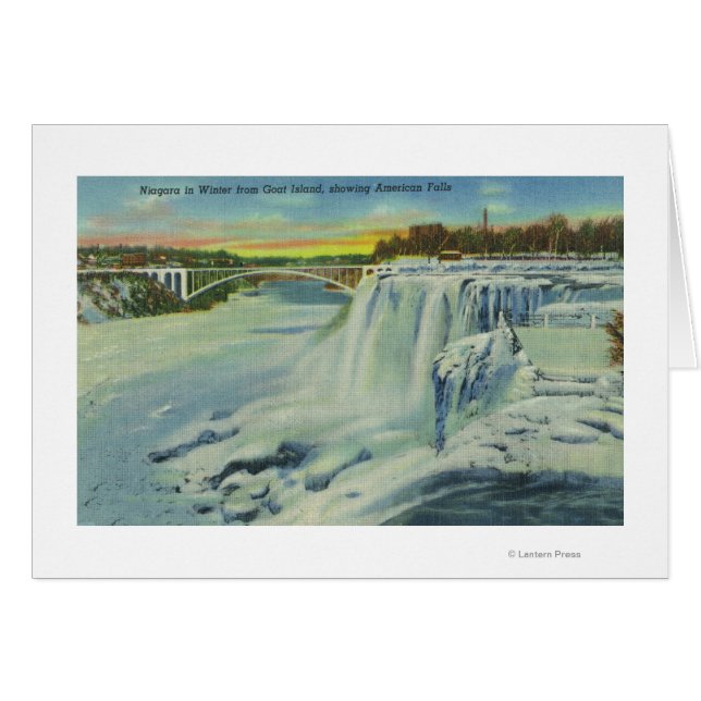 Goat Island View of American Falls in Winter Hälsningskort (Framsidan Horizontal)