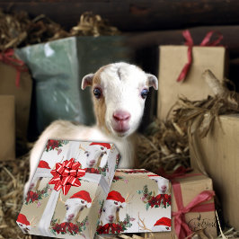 Goat jul Adsible LaMancha Kid in Antlers W Presentpapper