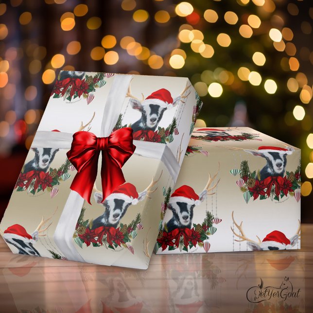 Goat jul Cute Alpine Baby Goat Antlers Presentpapper (Skapare uppladdad)