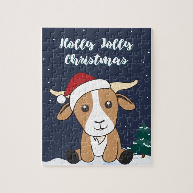 Goat jul Goats Winter Animals Jigszle Puzzle Pussel (Vertikal)