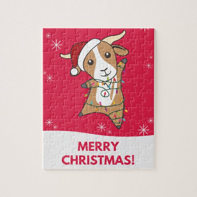 Goat jul Goats Winter Animals Jigszle Puzzle Pussel (Vertikal)