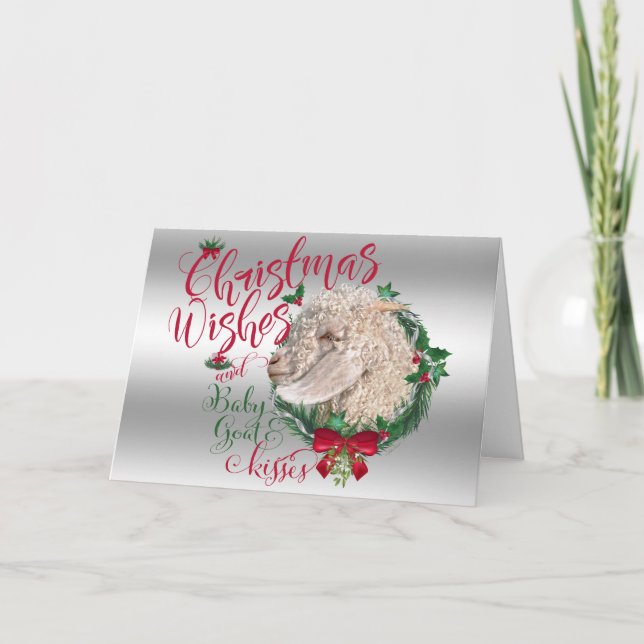 GOAT | Jul Önskemål Baby Goat Kisses Angora Helgkort (Framsida)