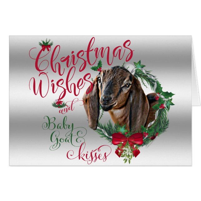 GOAT | Jul Önskemål Baby Goat Kisses Nubian 2 Hälsningskort (Framsidan Horizontal)