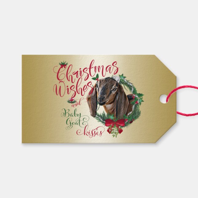GOAT | Jul Önskemål Baby Goat Kisses Nubian 2 Presentetikett (Framsidan (Horisontell))