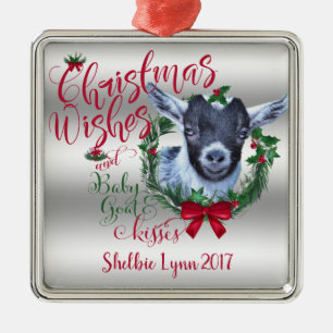 GOAT Jul Önskemål Baby Goat Kisses Pygmy Julgransprydnad Metall