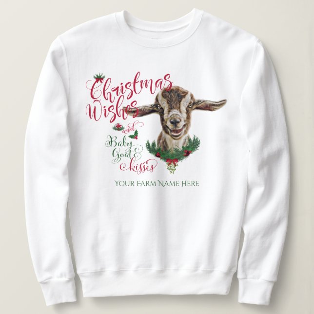 GOAT |Jul Önskemål Baby Goat Kisses Toggenburg T Shirt (Design framsida)