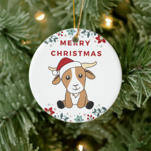 Goat julgetter Vinterdjur Keramiskt namn Julgransprydnad Keramik