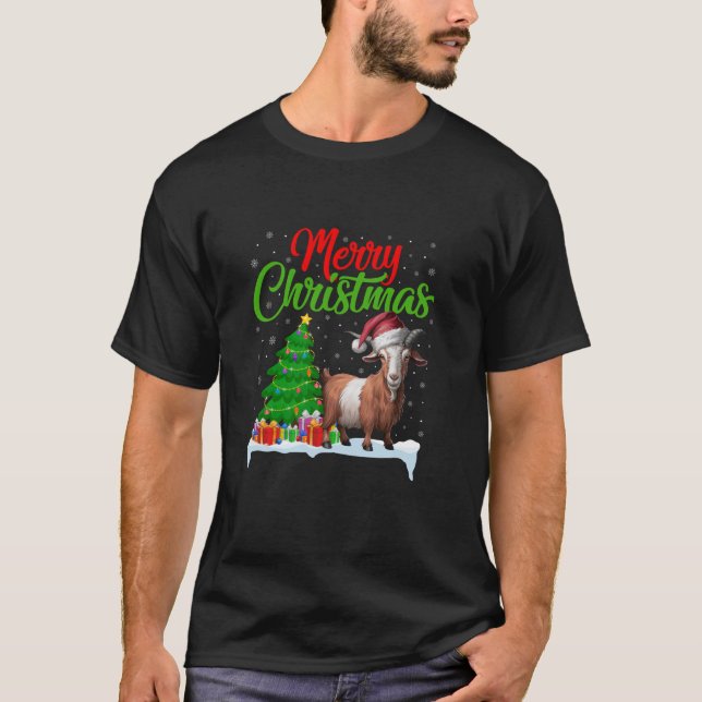 Goat Julgran Ljus Funny Julafton Goat Älskare T T Shirt (Framsida)