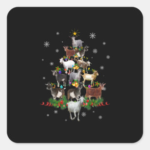 Goat Julgran Snö Goat Julafton Fyrkantigt Klistermärke