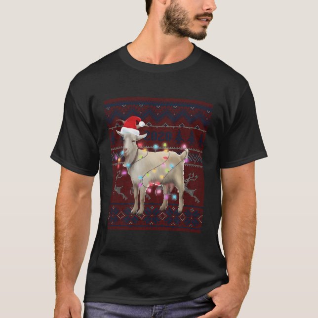 Goat Ljus Ugly Sweater Goat Älskare Gift for Chris T Shirt (Framsida)