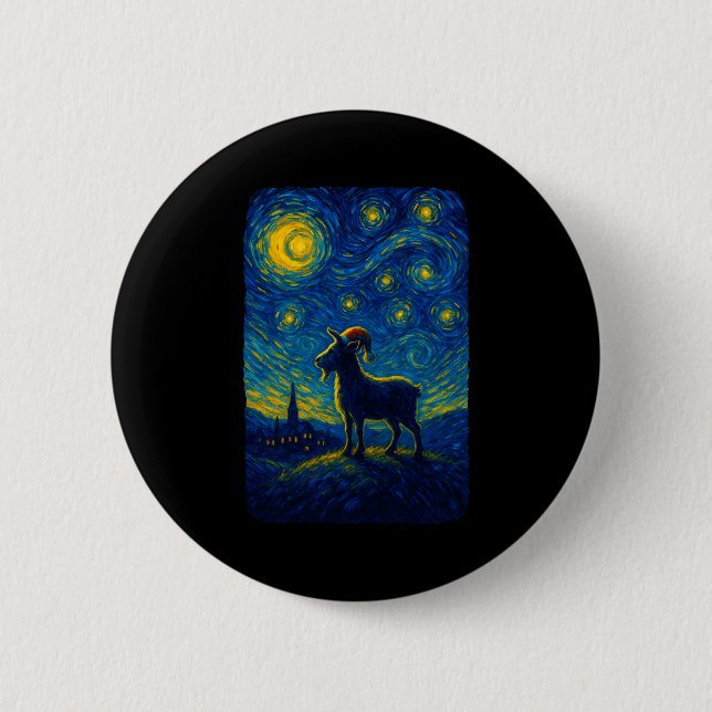 Goat Lover Santa Hat Christmas Starry Cute Night V Knapp (Framsida)