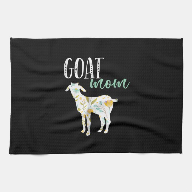 Goat Mamma Blommigt Pet Goat Owner Kökshandduk (Horisontell)