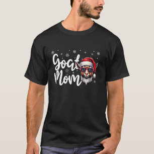 Goat Mamma Funny Snöflingor Sunglasses Santa Hat X T Shirt