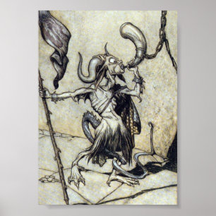 Goat Man. 5 x 7 Rackham-utskrift på arbetsyta Poster