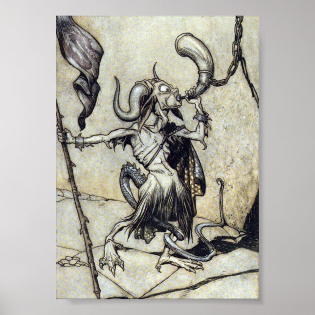 Goat Man. 5 x 7 Rackham-utskrift på arbetsyta Poster (Framsidan)