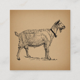 Goat med Bell Illustration Antique Åldras Brown Tilläggskort