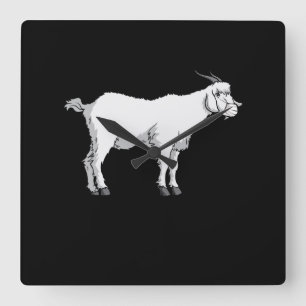Goat med medicinsk ansiktsmask fyrkantig klocka
