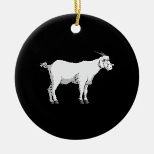 Goat med medicinsk ansiktsmask julgransprydnad keramik