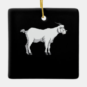 Goat med medicinsk ansiktsmask julgransprydnad keramik