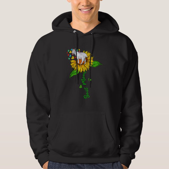Goat Mom Cute Farm Animals On Sunflower Farmer Mot Hoodie (Framsida)