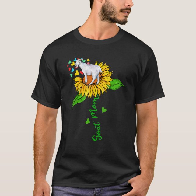 Goat Mom Cute Farm Animals On Sunflower Farmer Mot T Shirt (Framsida)
